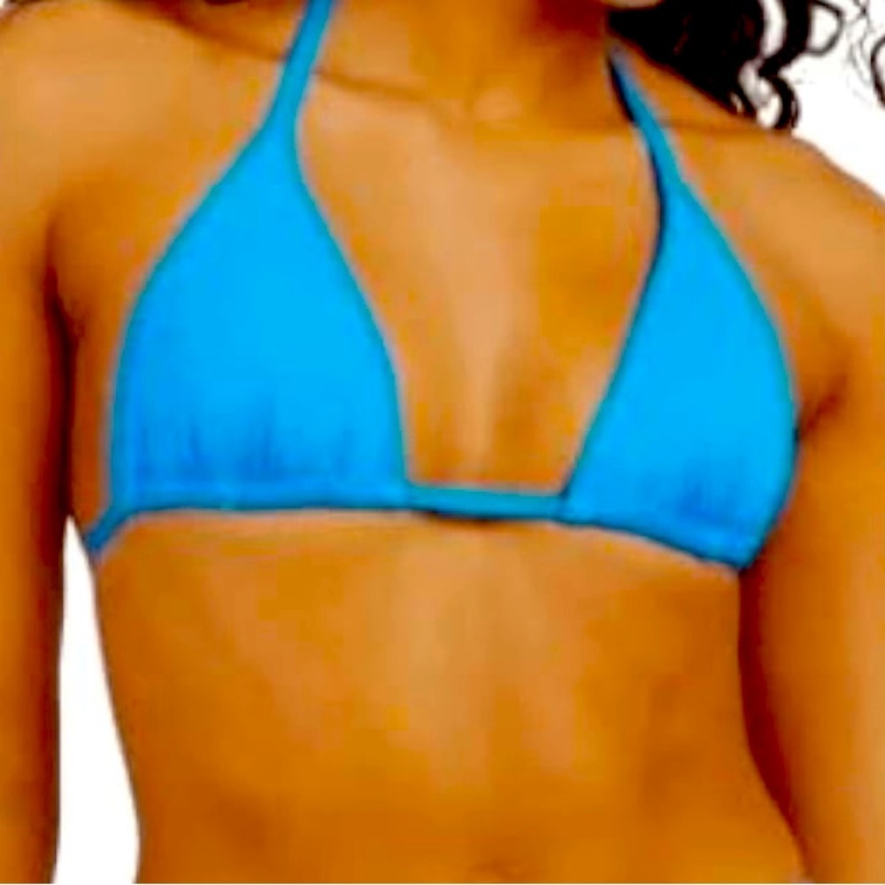 NWT Spanx Coastal Blue Triangle Bikini Top- Size Large